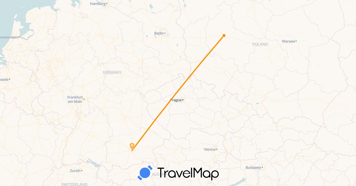 TravelMap itinerary: hitchhiking in Germany, Poland (Europe)